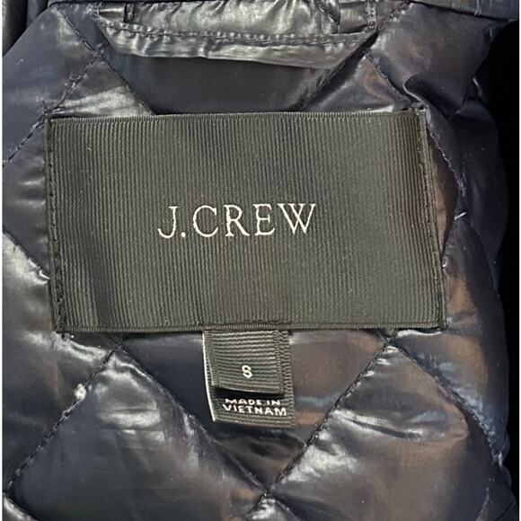 J. Crew Shiny Downtown Quilted Field Puffer Jacket Navy Blue C8548 Size S - Picture 14 of 16